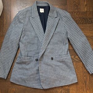 GAP boyfriend Checkered Blazer in Blue, Black and White